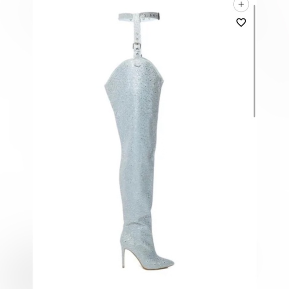 SOLD‼️ GORGEOUS Light Blue RHINESTONE thigh high Boots Sz 11 BRAND NEW - Picture 3 of 7